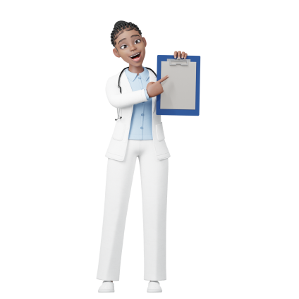 3D character pointing to the form